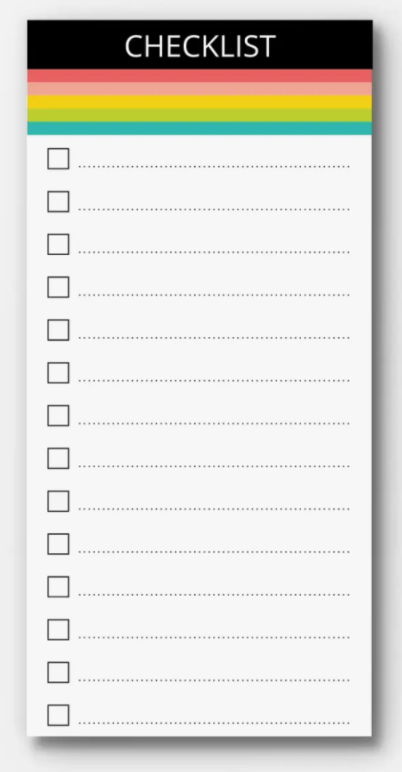 Multi-Stripe Colorful Checklist with Check Boxes