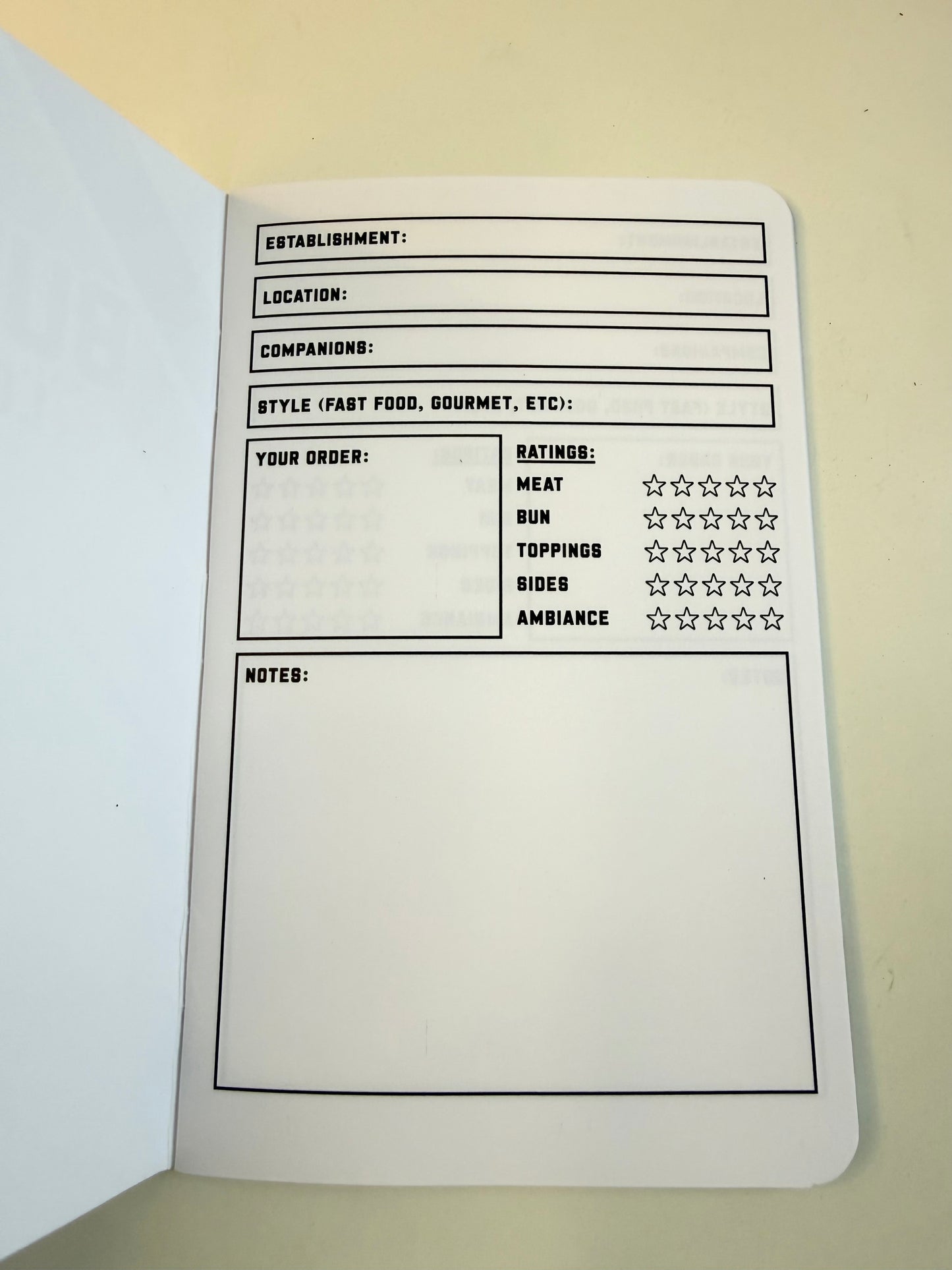 The Burger Log Book